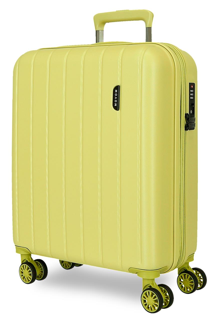 Maleta de cabina expandible Movom Wood amarilla 55 cm