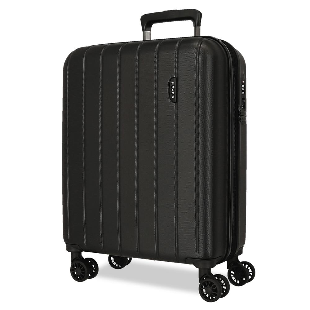 Maleta de cabina expandible Movom Wood negra 55 cm