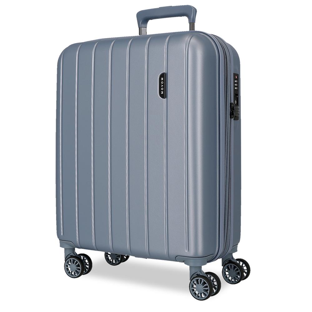 Maleta de cabina expandible Movom Wood plata 55 cm
