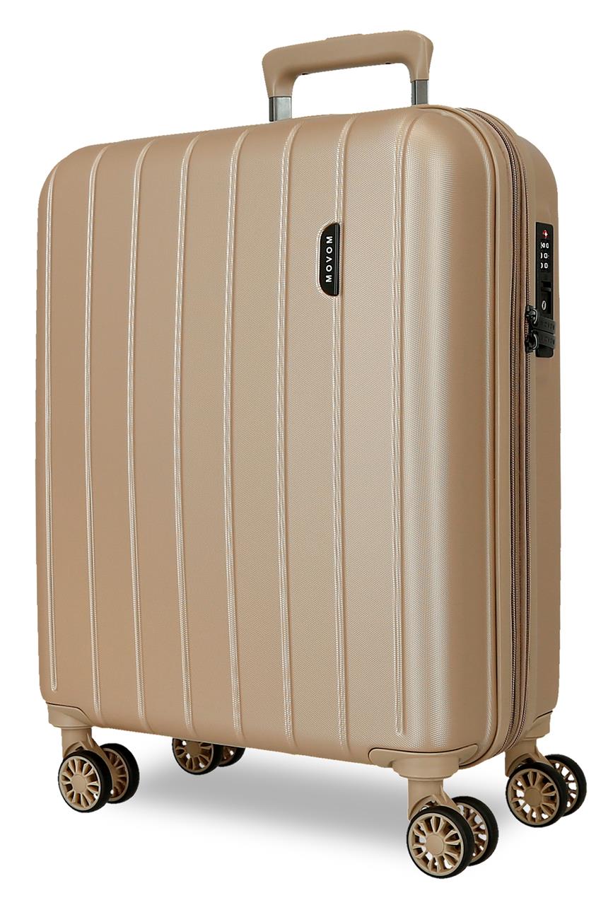 Maleta de cabina expandible Movom Wood champagne 55 cm