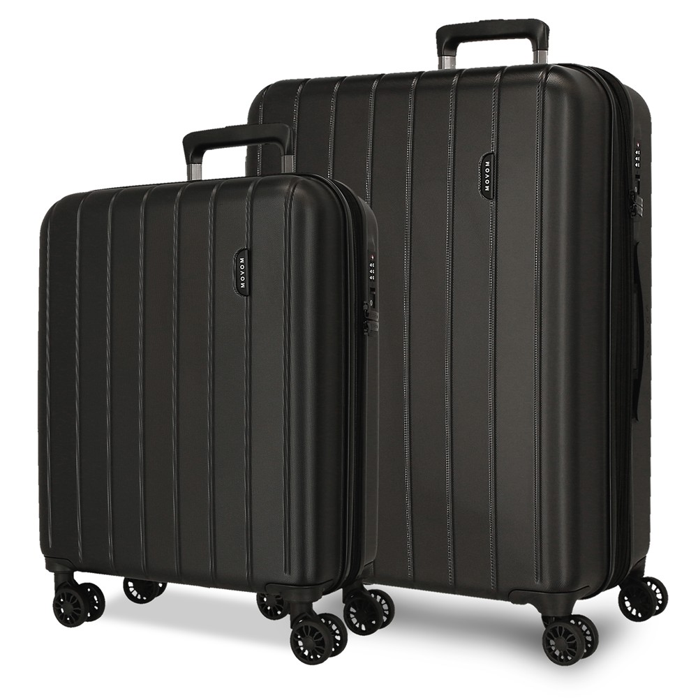 Set 2 maletas expandibles Movom Wood negro (55 y 68 cm)