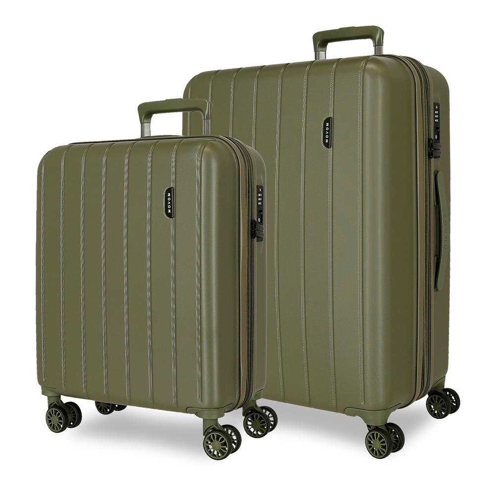 Set 2 maletas expandibles Movom Wood caqui (55 y 68 cm)