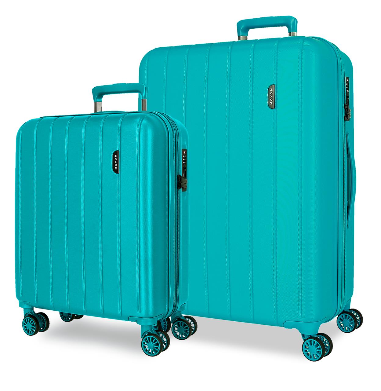 Set 2 maletas expandibles Movom Wood turquesa (55 y 68 cm)