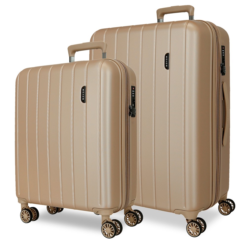 Set 2 maletas expandibles Movom Wood champagne (55 y 68 cm)