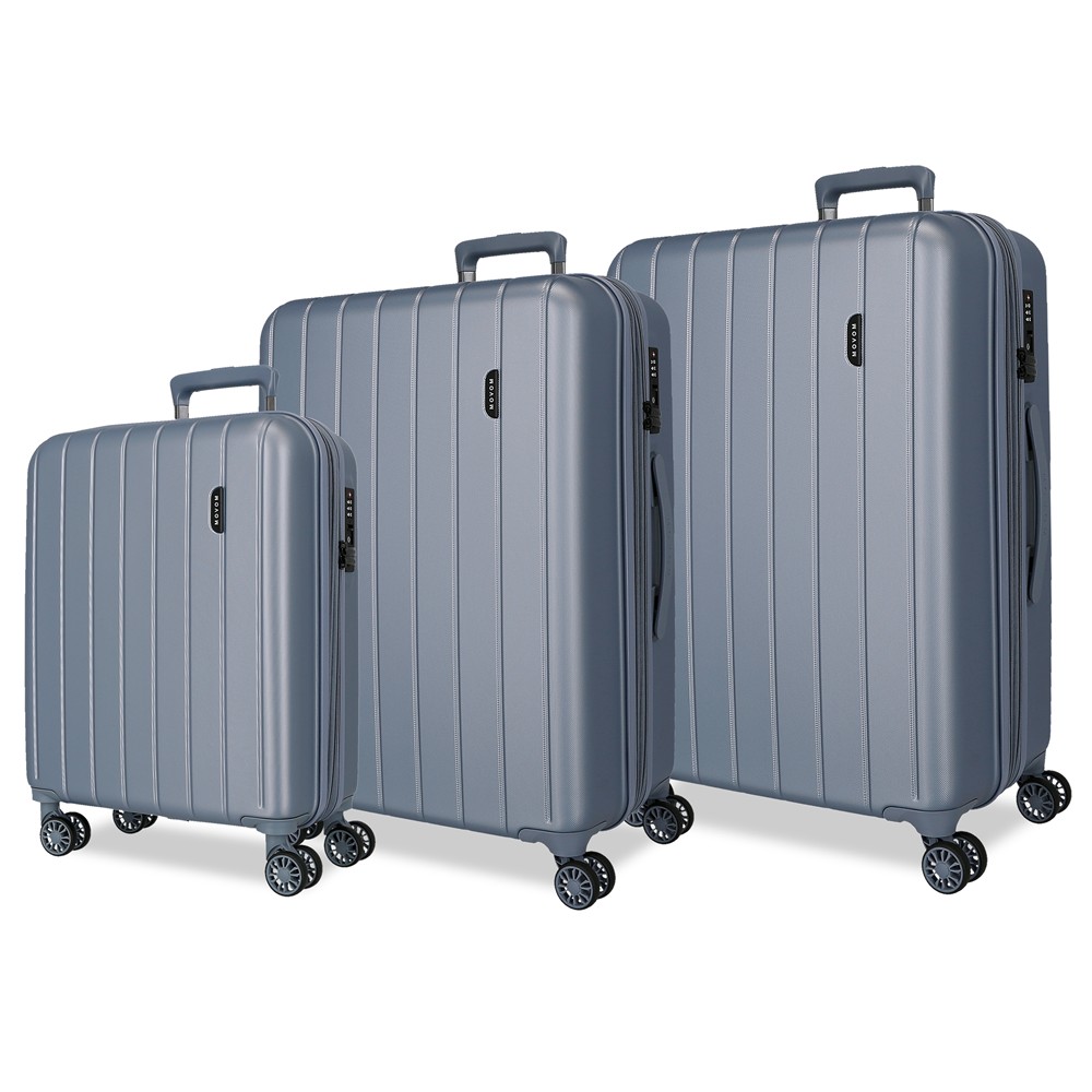 Set 3 maletas expandibles Movom Wood plata (55, 68 y 78 cm)