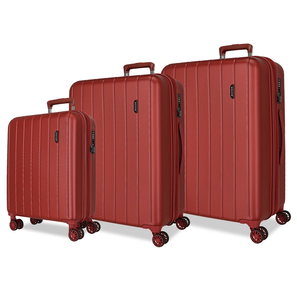 Set 3 maletas expandibles Movom Wood rojo (55, 68 y 78 cm)